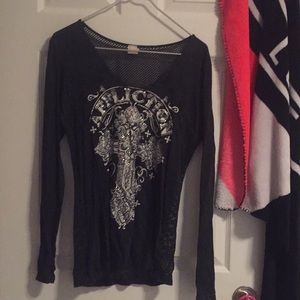 Affliction dark grey long sleeve